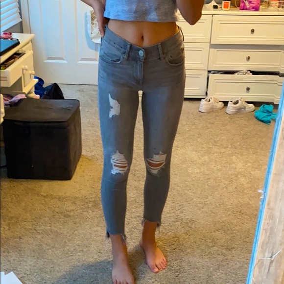 Express Denim - EXPRESS Gray Ripped Jeans